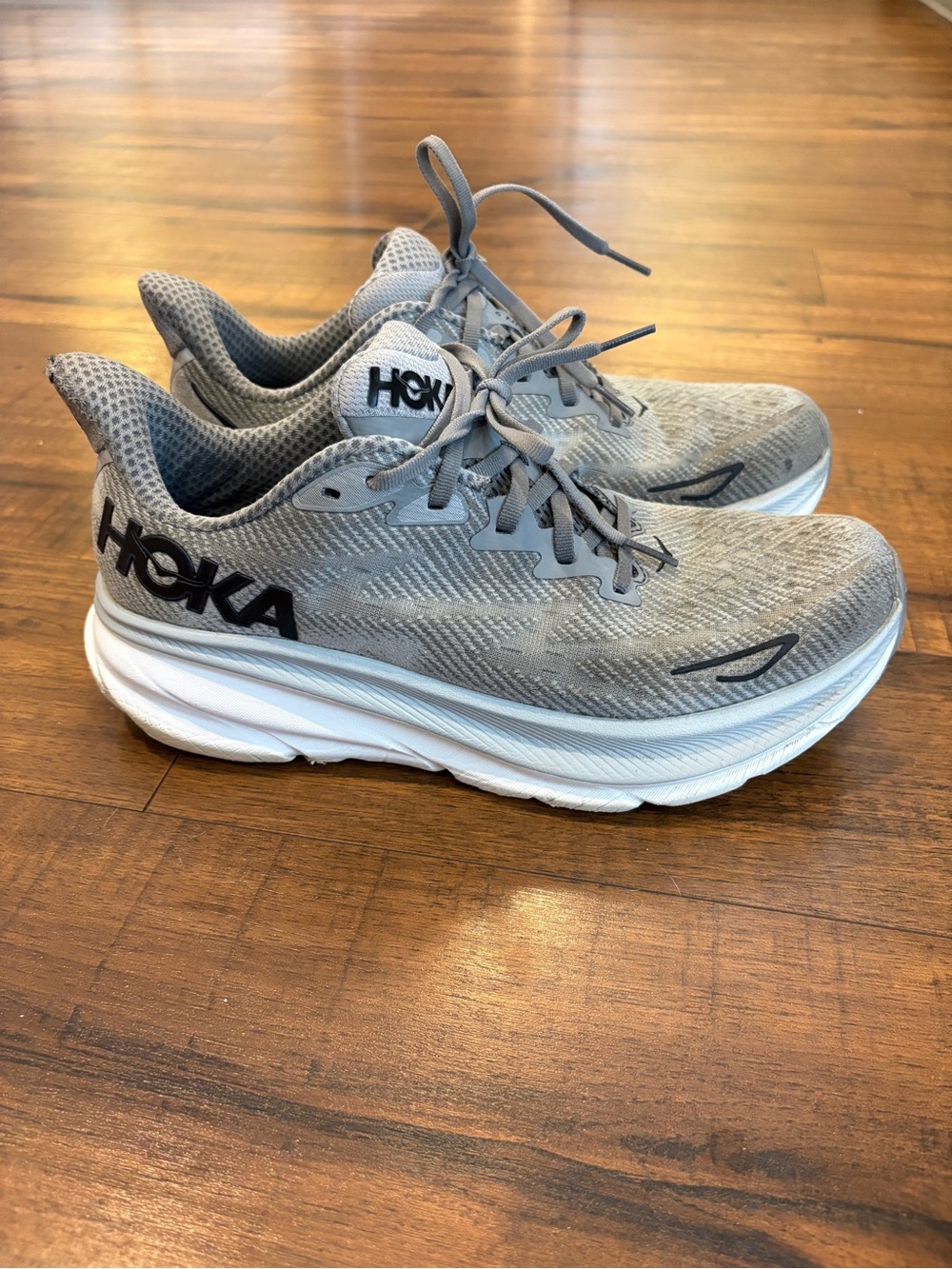 Hoka One One Mens Clifton 9 1127895 HMBC Gray Running Shoes Sneakers Size 9 D